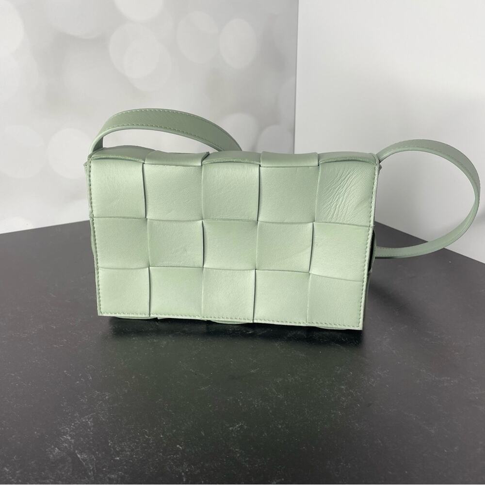 Bottega Veneta Medium Intrecciato Leather Cassette Crossbody Bag Sage Green
